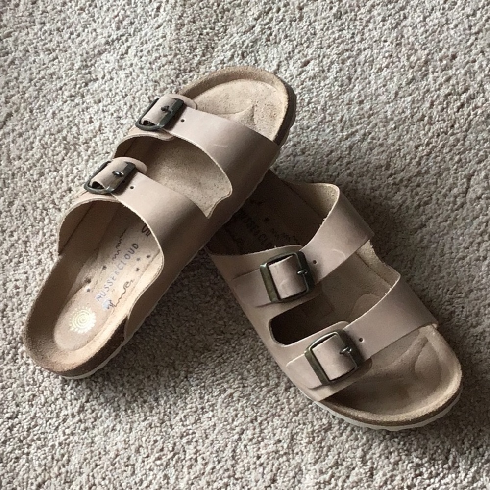 Musse & Cloud Tan Sandals Adjustable Straps Contoured Footbed -NEW